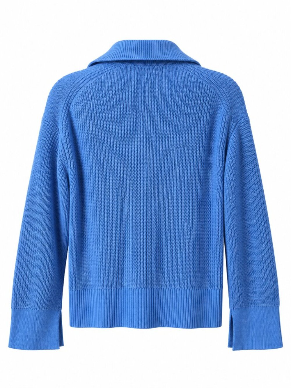 J. Crew Relaxed Collared Shaker Stitch Sweater Cornflower Blue Cotton Sz S EUC - Picture 4 of 8